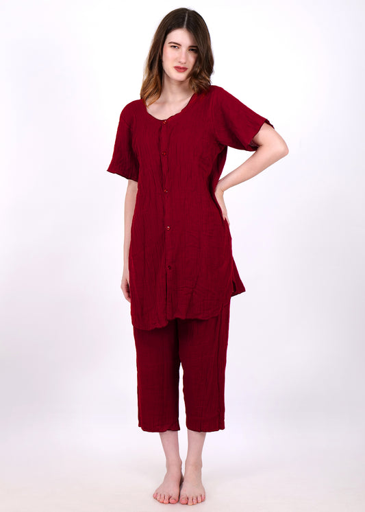muslin short sleeve night suit