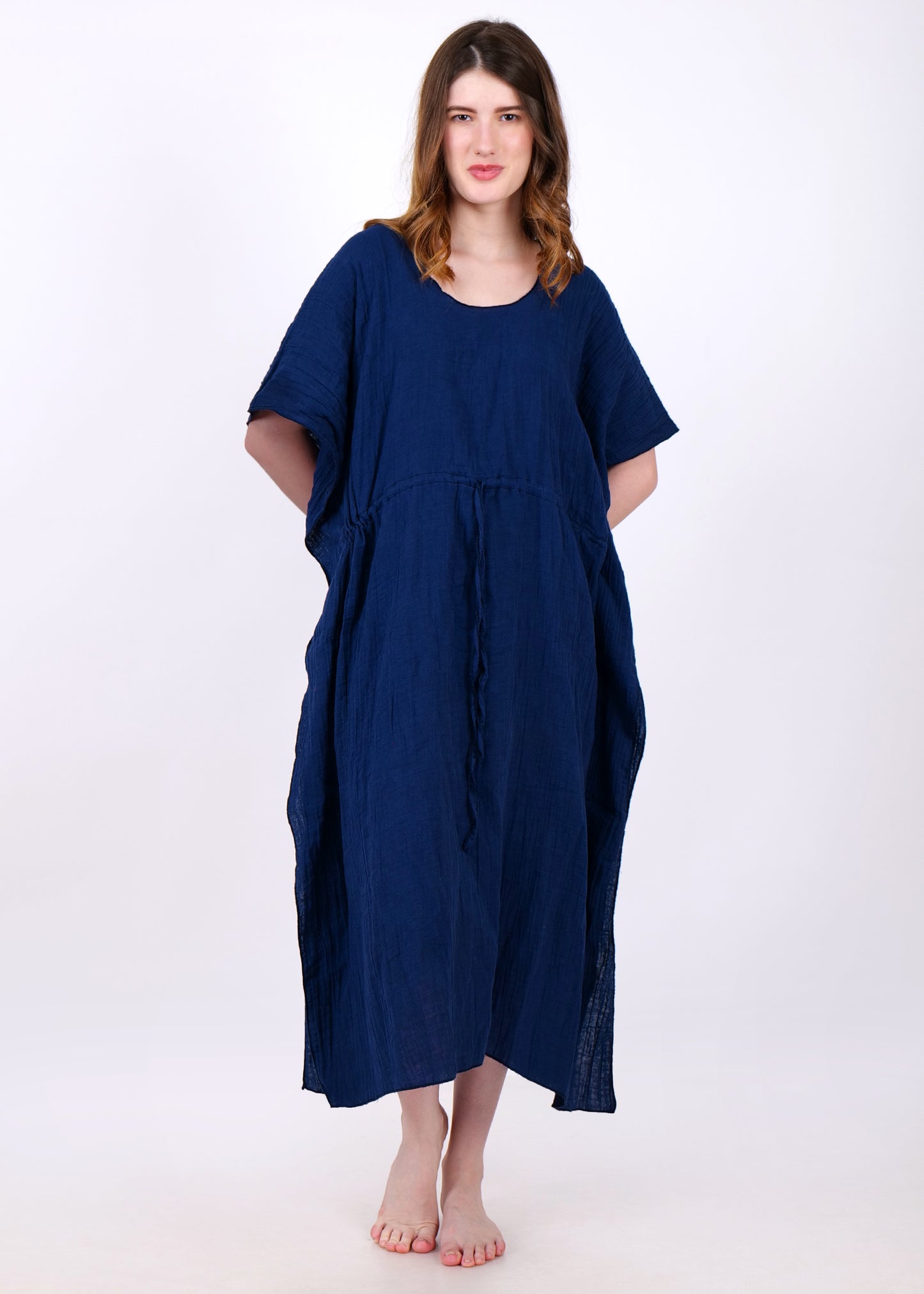 muslin kaftan night suit navy blue