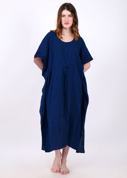 muslin kaftan night suit navy blue