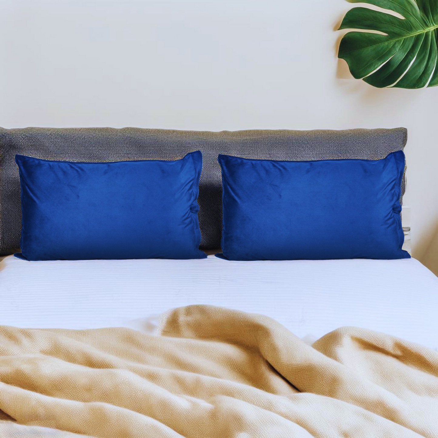 velvet navy blue pillow covers set of 2