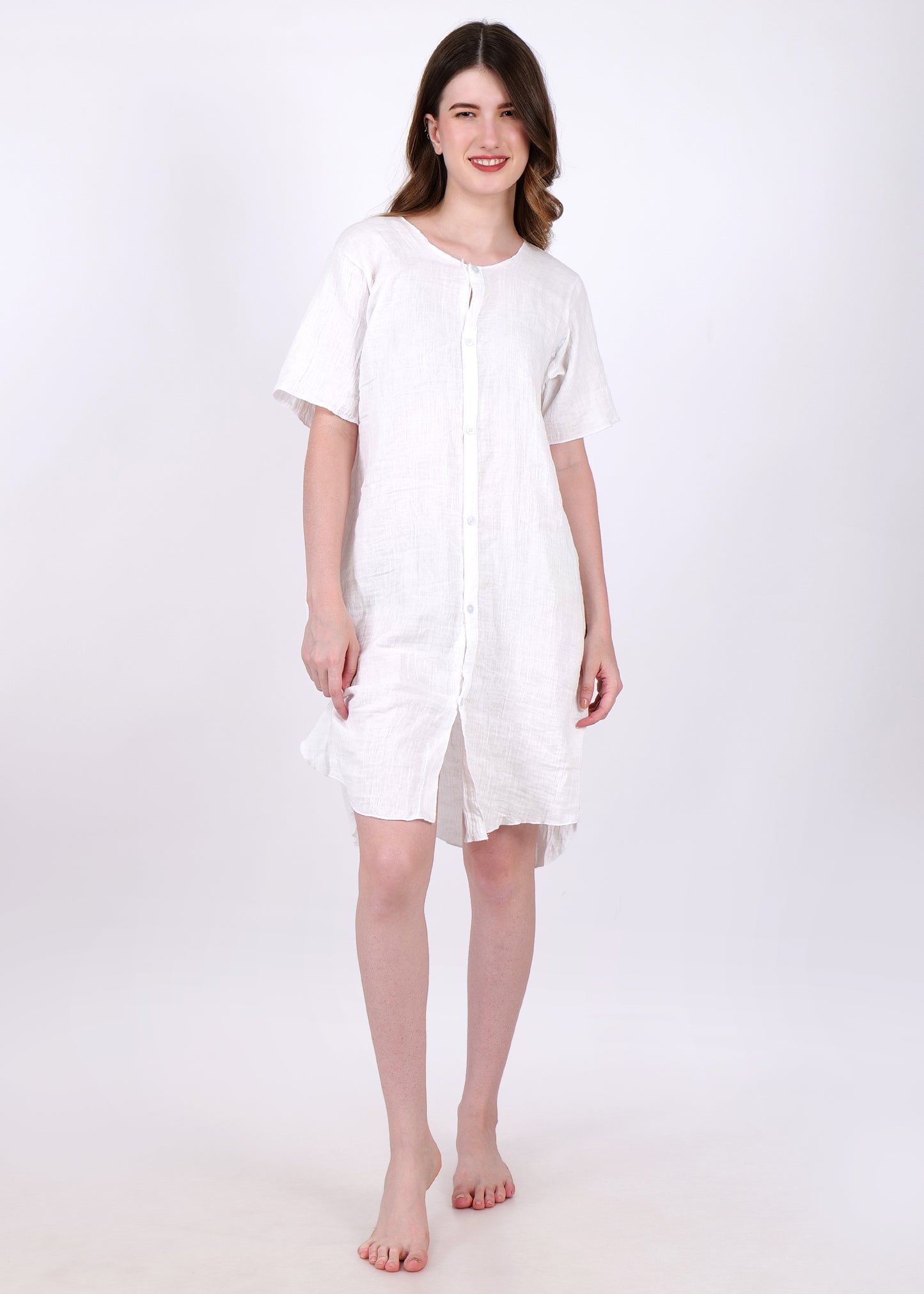 knee length night suit shirt white