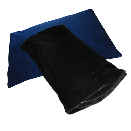all weather AC velvet fur pillow cover set of 2, blue on black