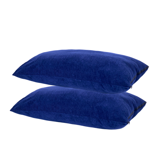 height adjustable waterproof pillows set of 2 navy blue