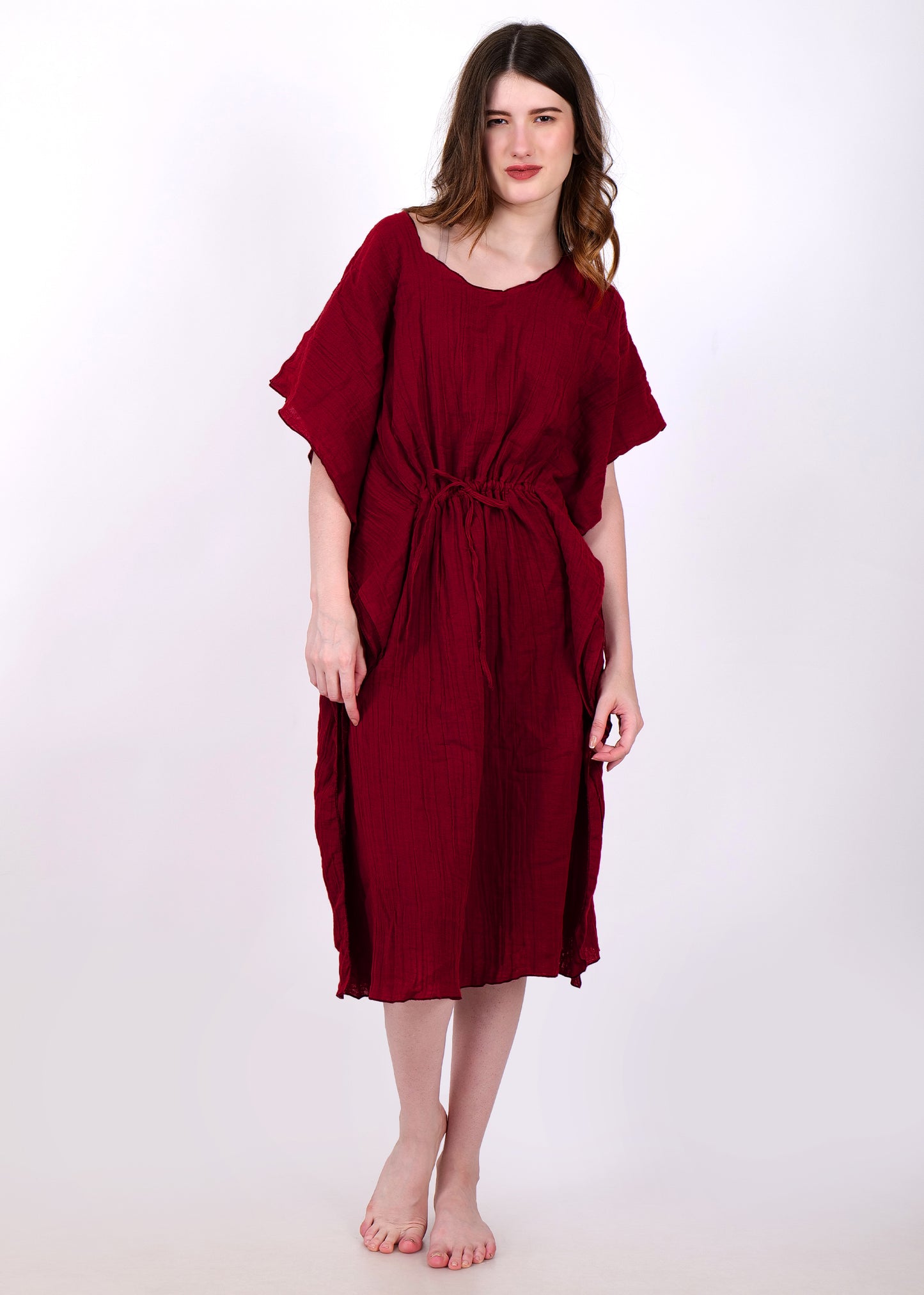maroon kaftan night suit
