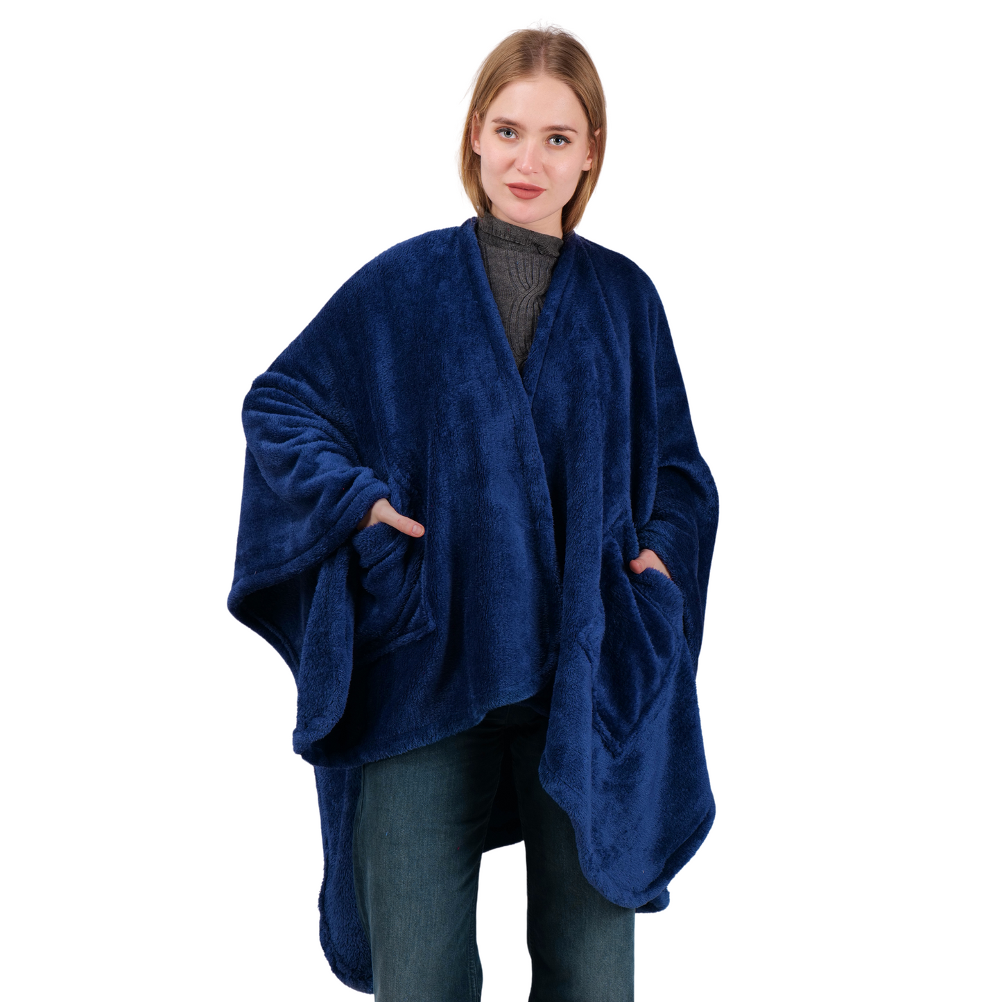 wearable throw navy blue