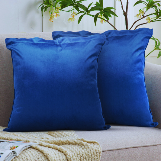 velvet navy blue cushion covers set of 2