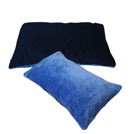 all weather AC velvet fur pillow cover set of 2, blue on blue