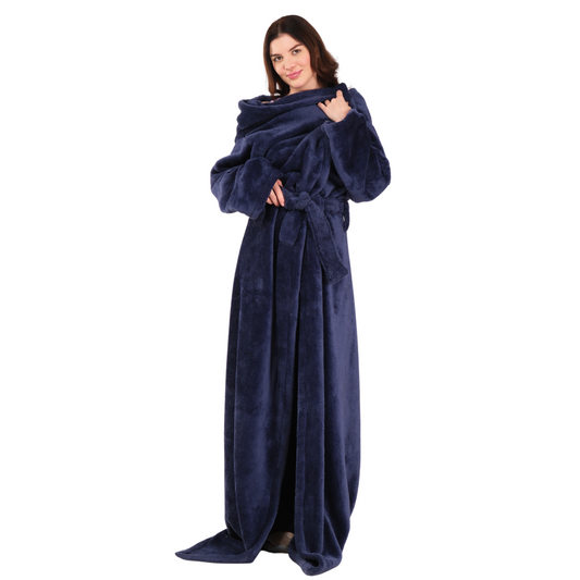 all weather wearable blanket navy blue