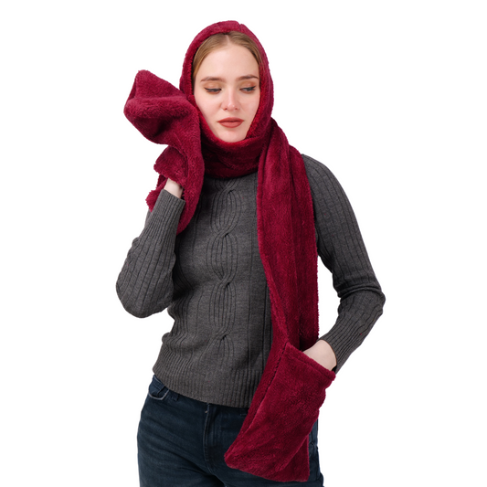 scarf hoodie maroon