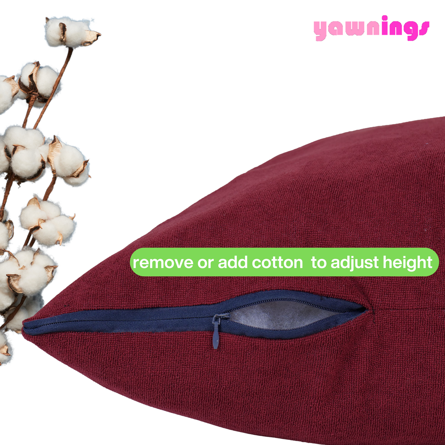 height adjustable waterproof pillows set of 2 maroon