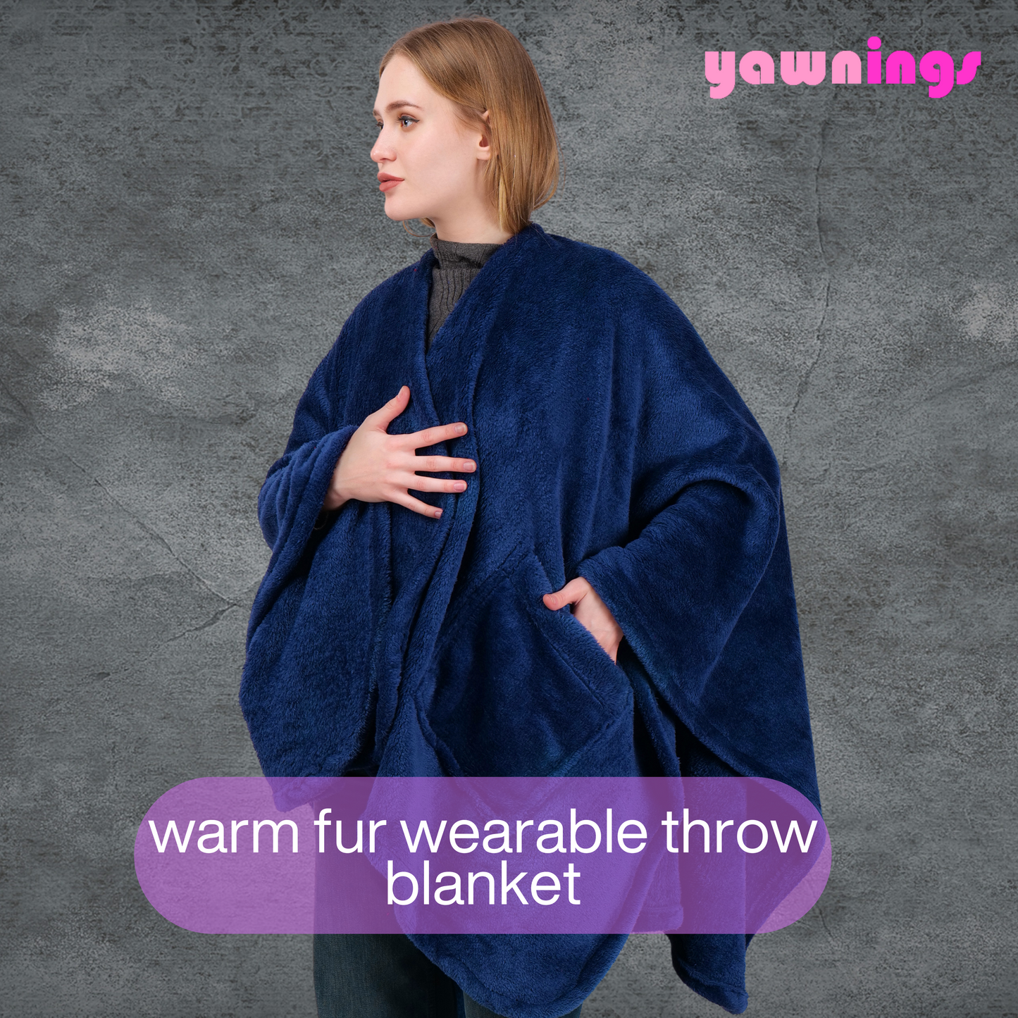 wearable throw navy blue
