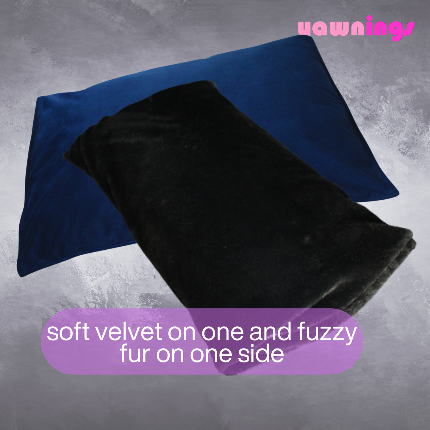 all weather AC velvet fur pillow cover set of 2, blue on black