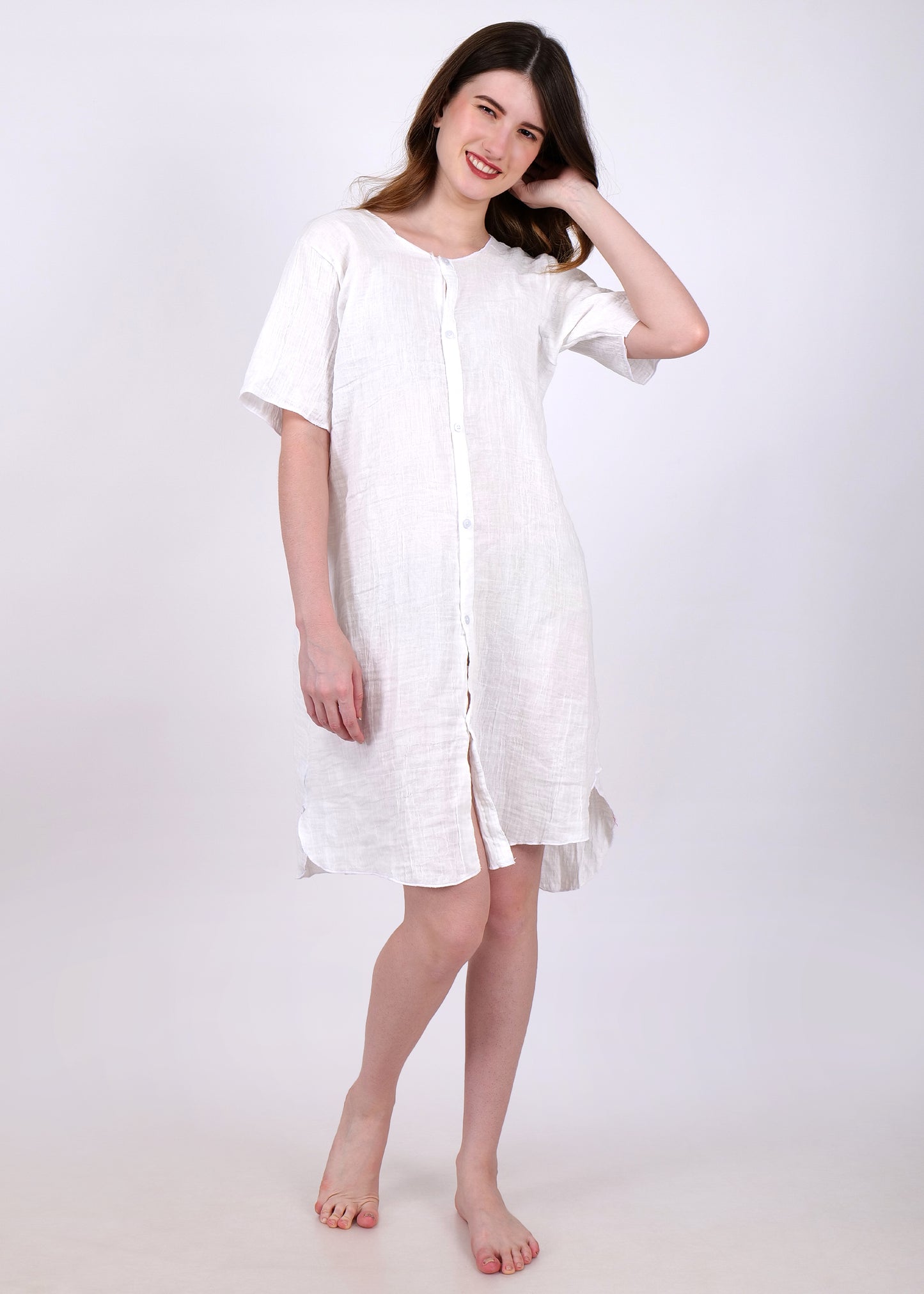 knee length night suit shirt white