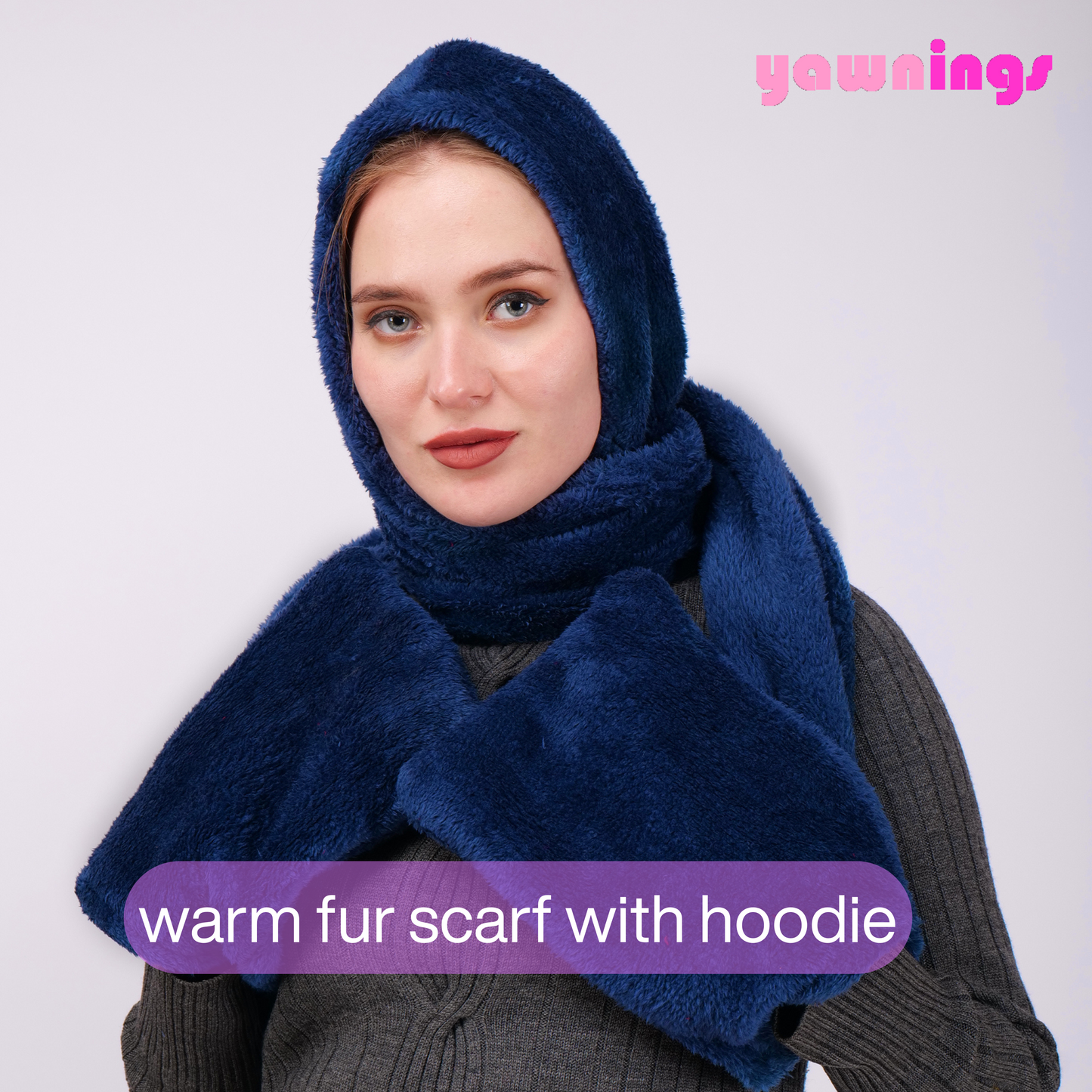 scarf hoodie navy blue