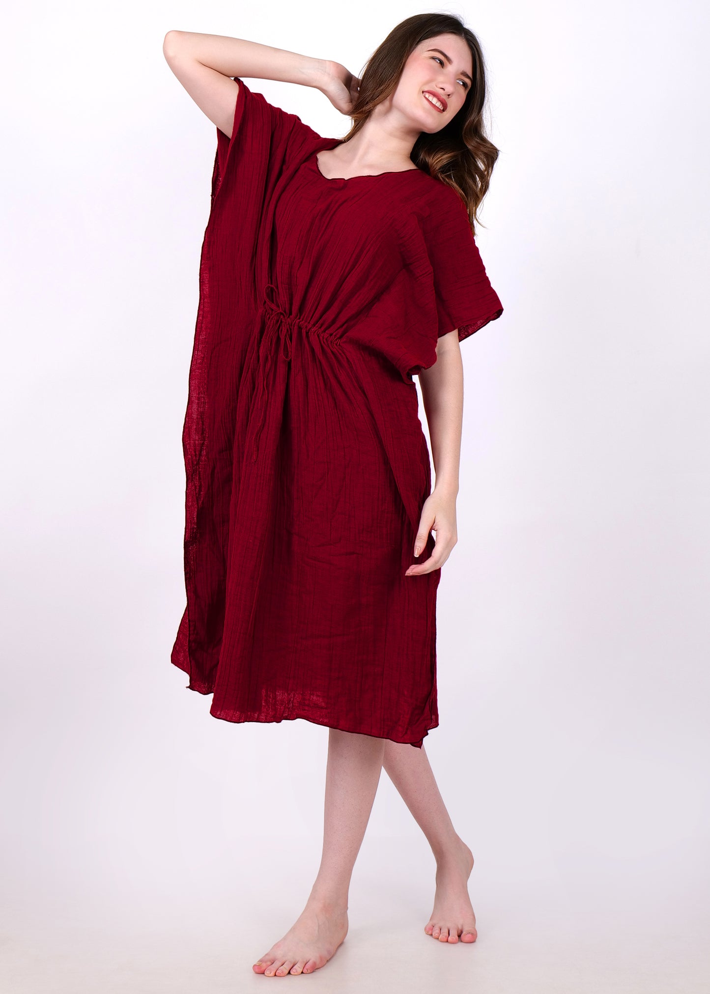 maroon kaftan night suit