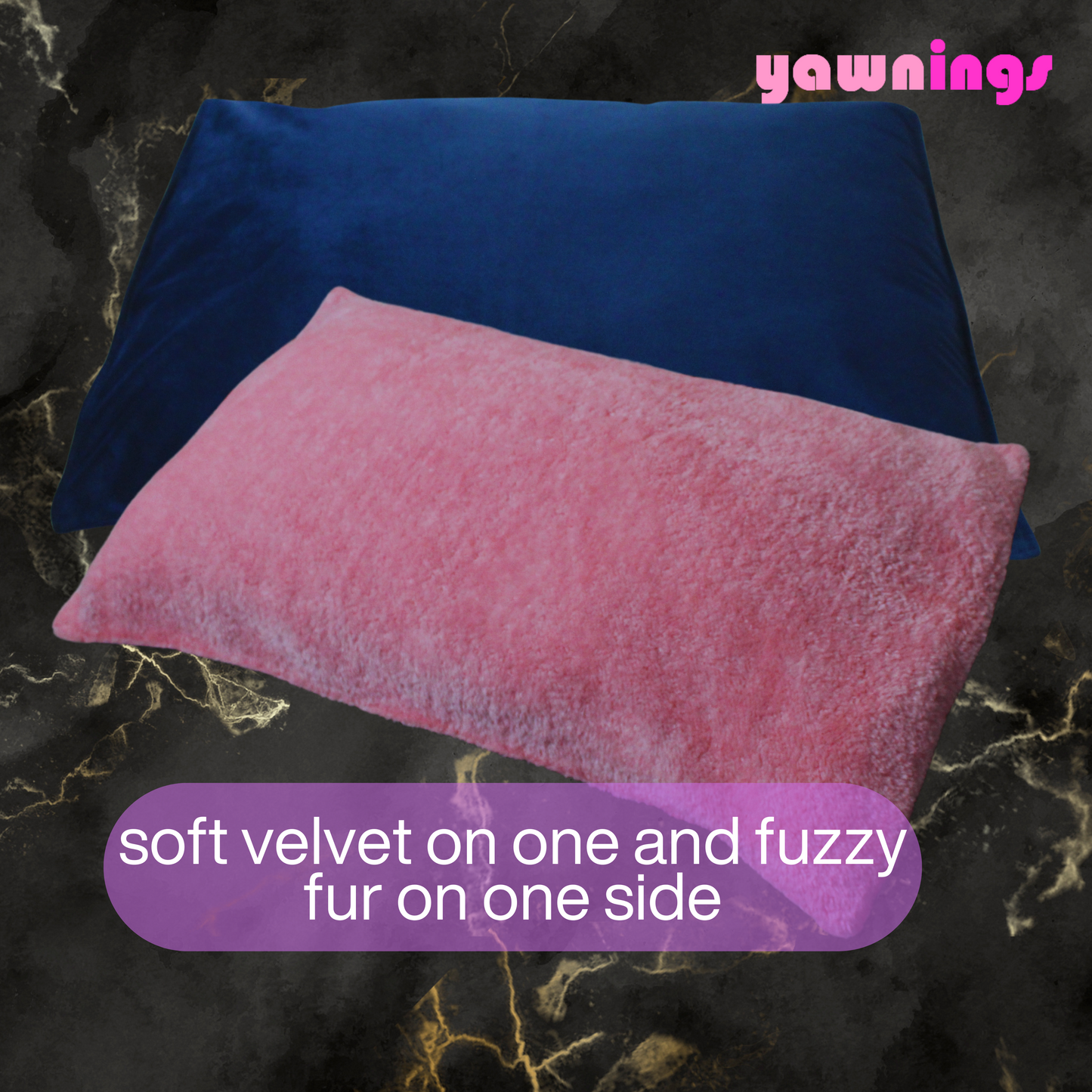all weather AC velvet fur pillow cover set of 2, blue on pink