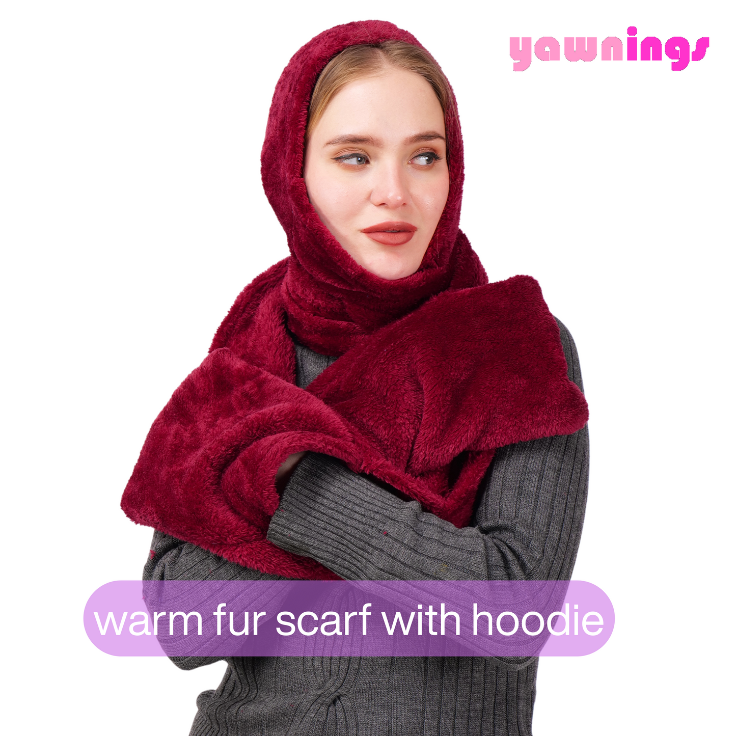 scarf hoodie maroon