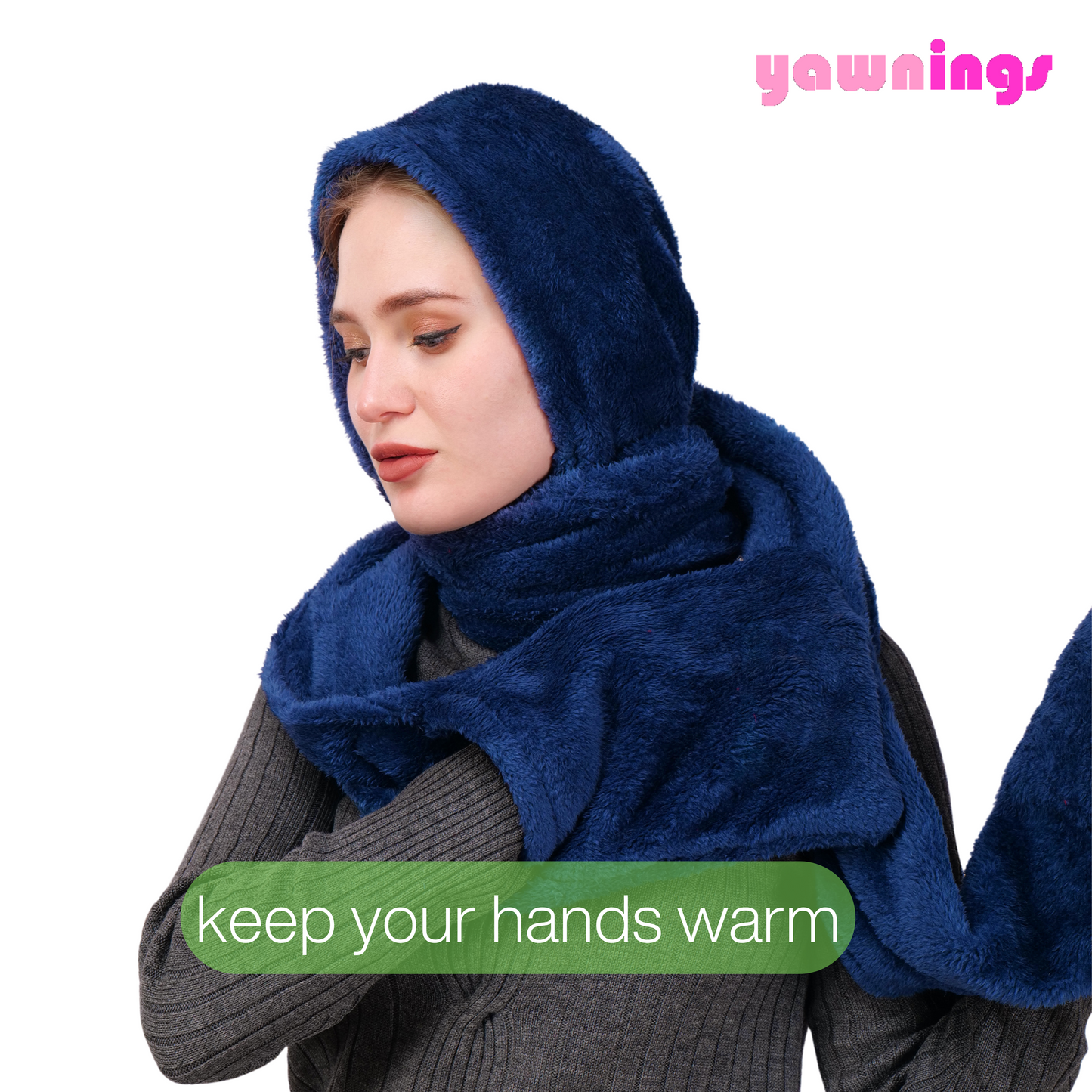 scarf hoodie navy blue