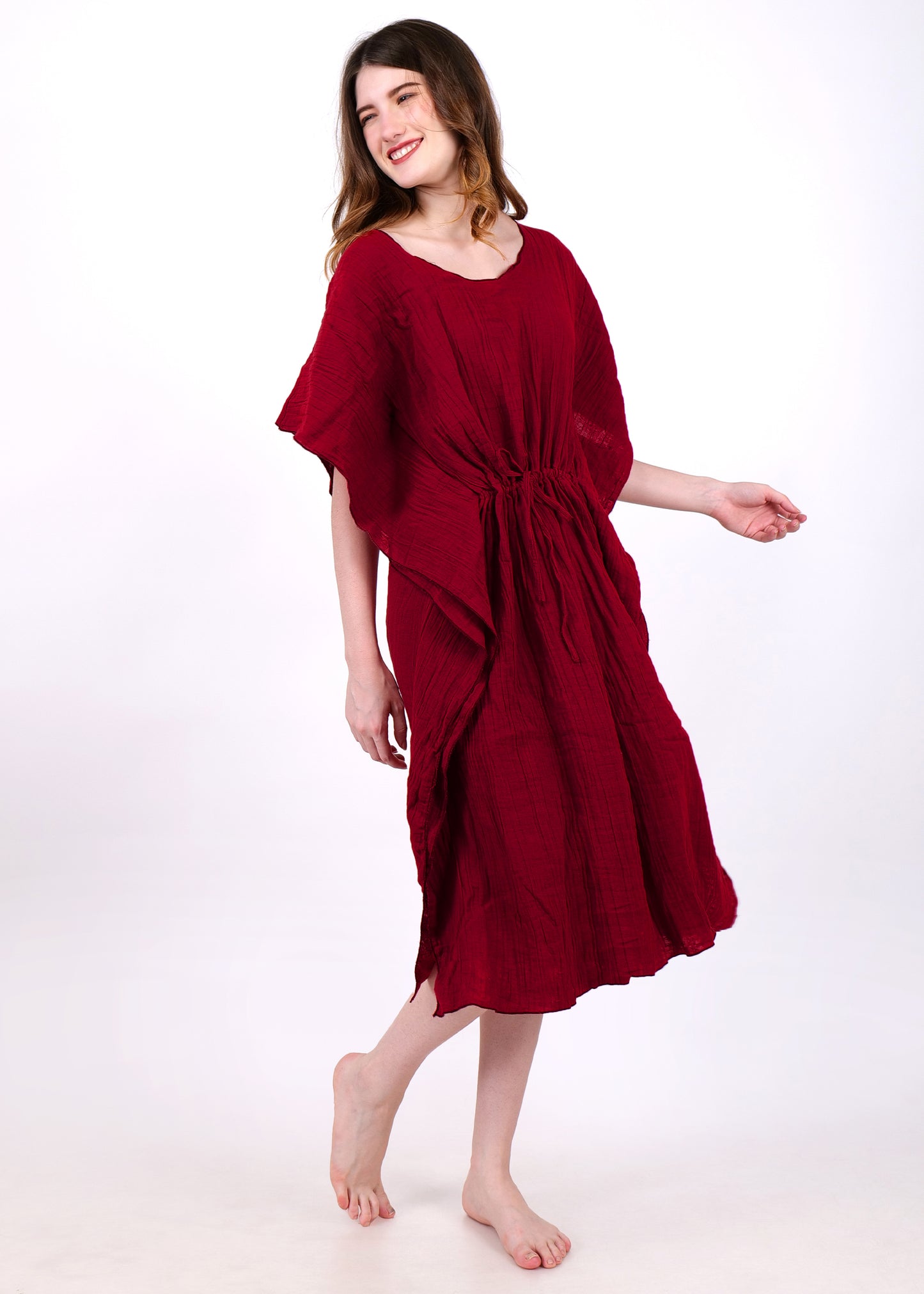 maroon kaftan night suit