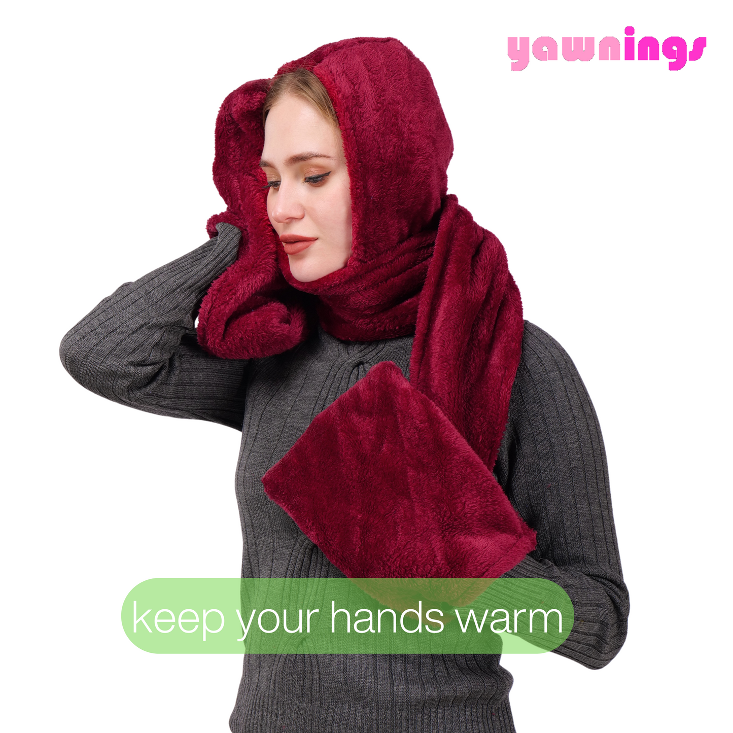 scarf hoodie maroon