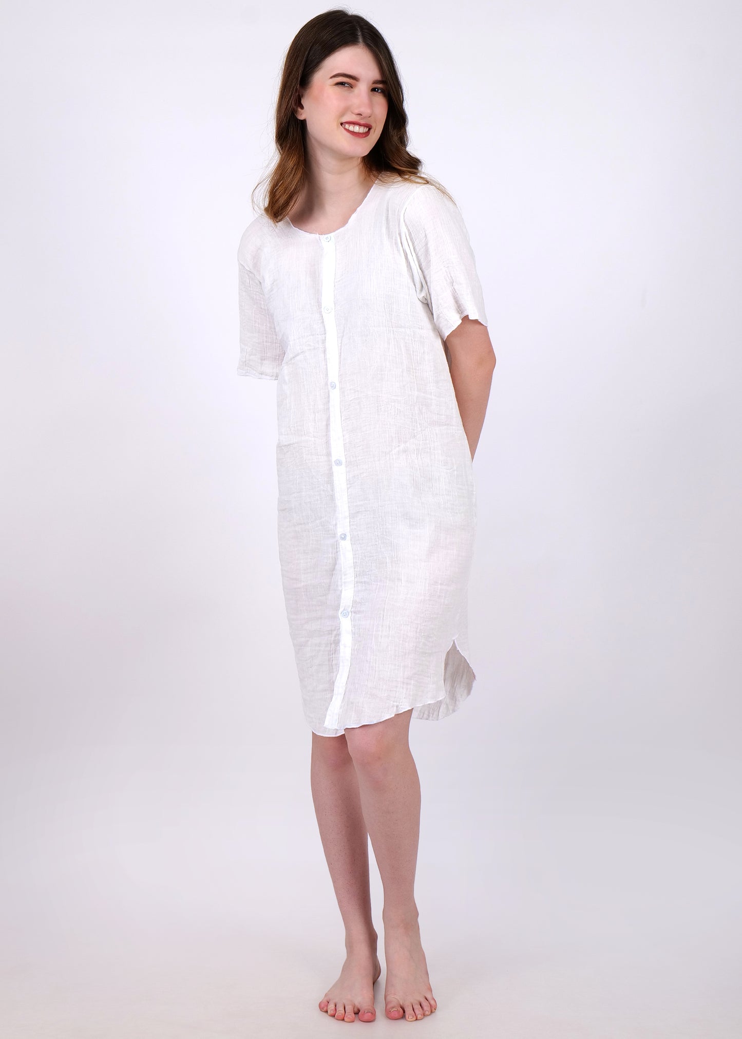 knee length night suit shirt white