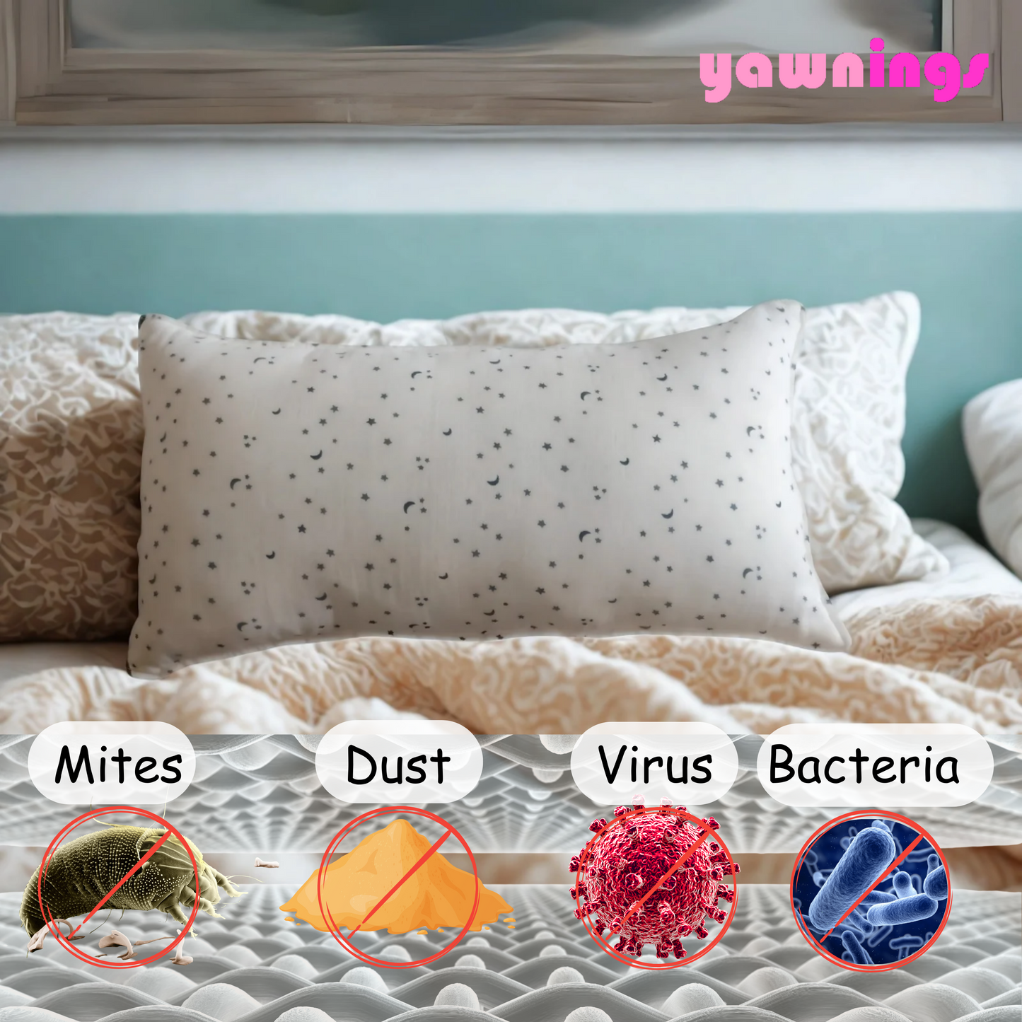 Grow-with-me baby pillow with 2 pillow covers for 1 to 10 years of age