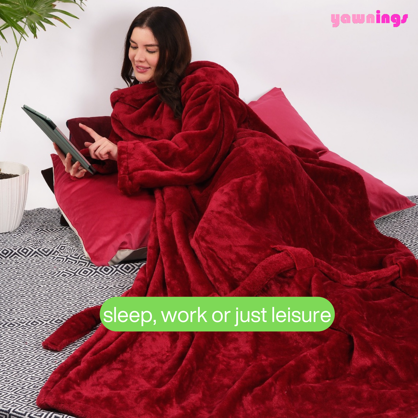 all weather wearable blanket maroon