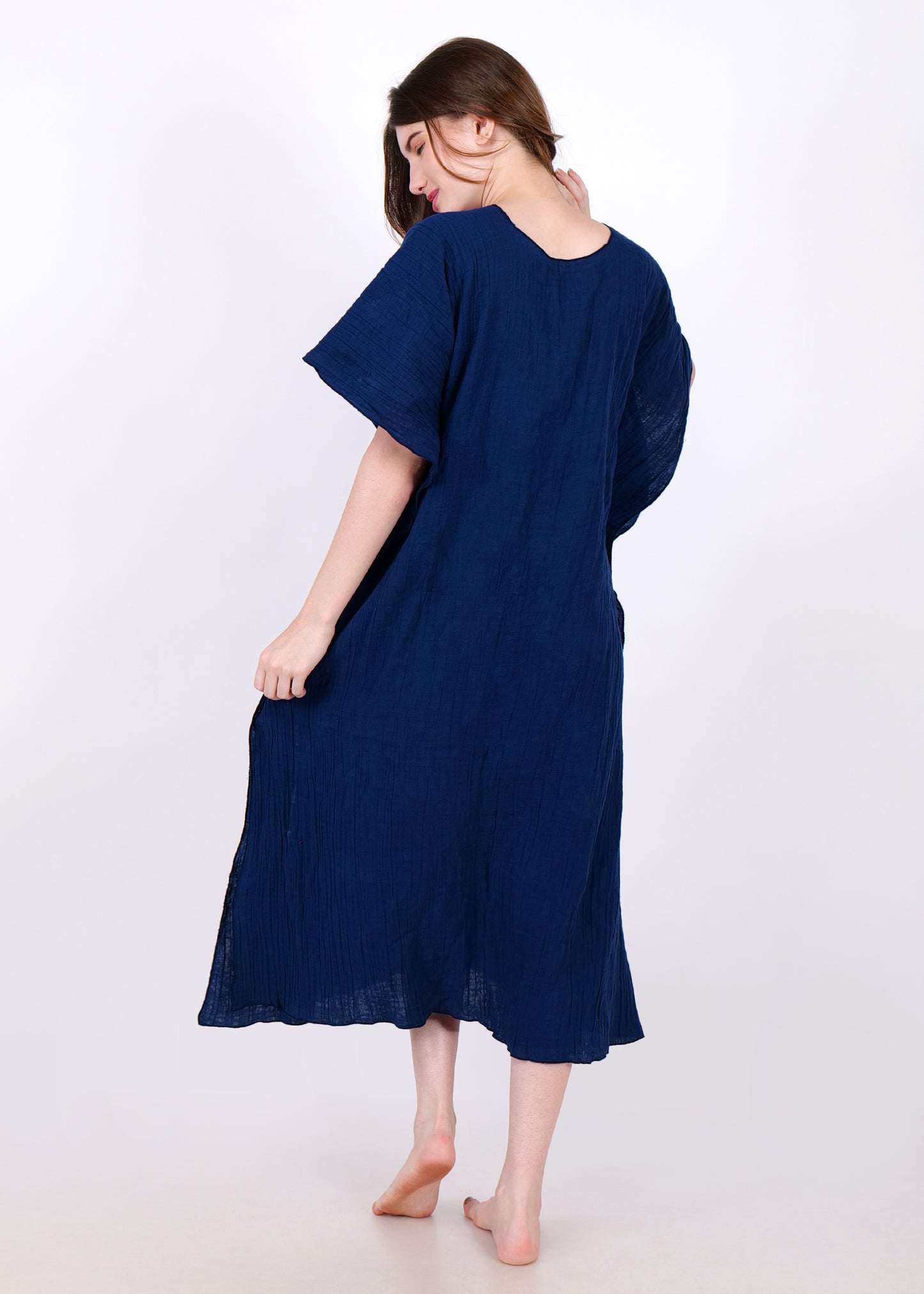 muslin kaftan night suit navy blue
