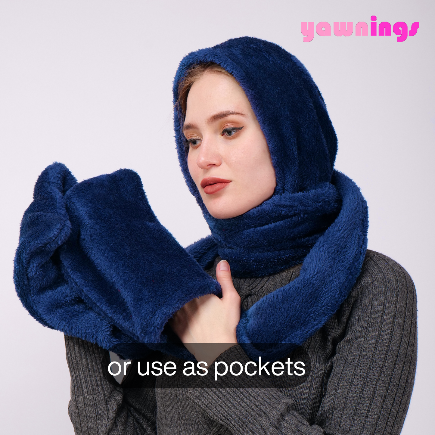 scarf hoodie navy blue