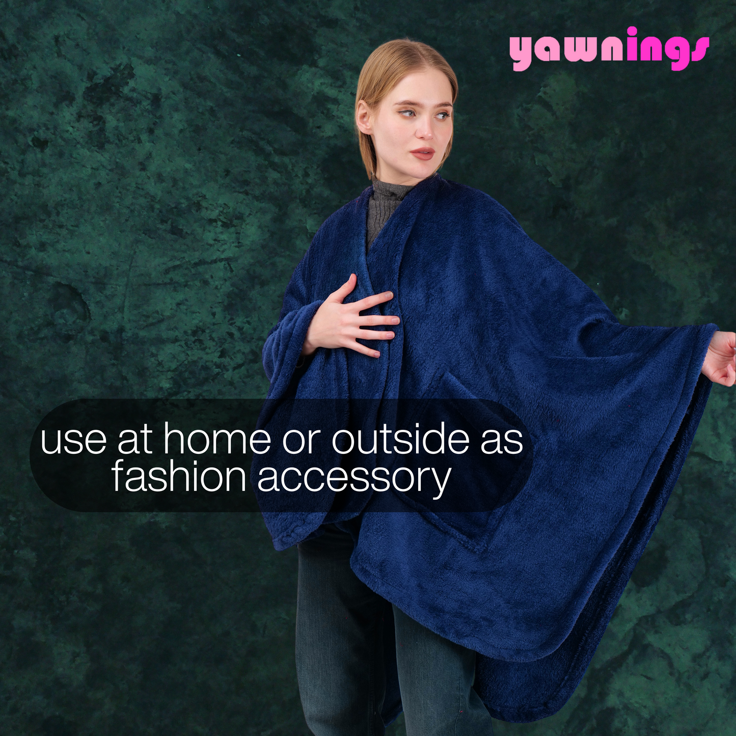 wearable throw navy blue