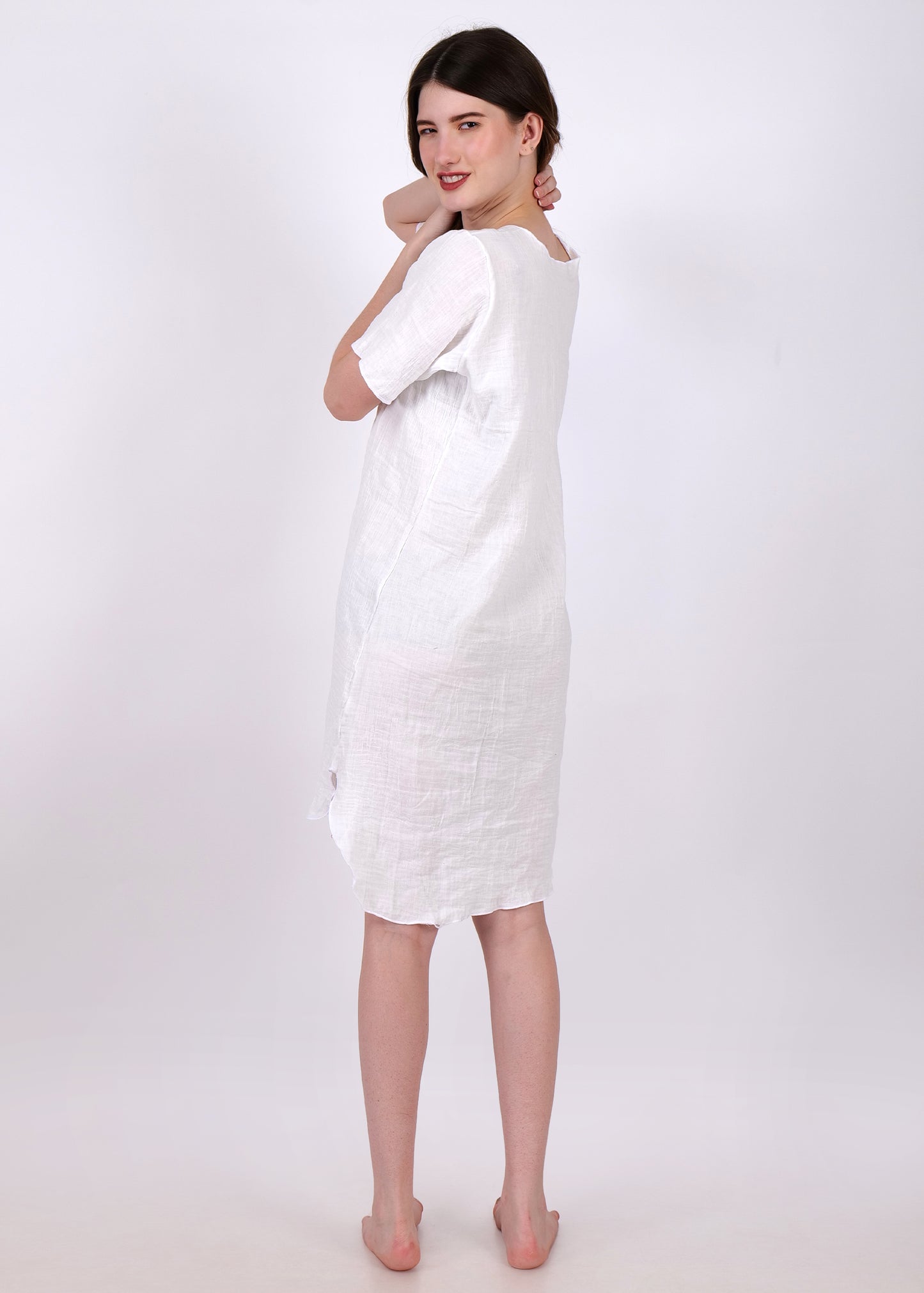 knee length night suit shirt white