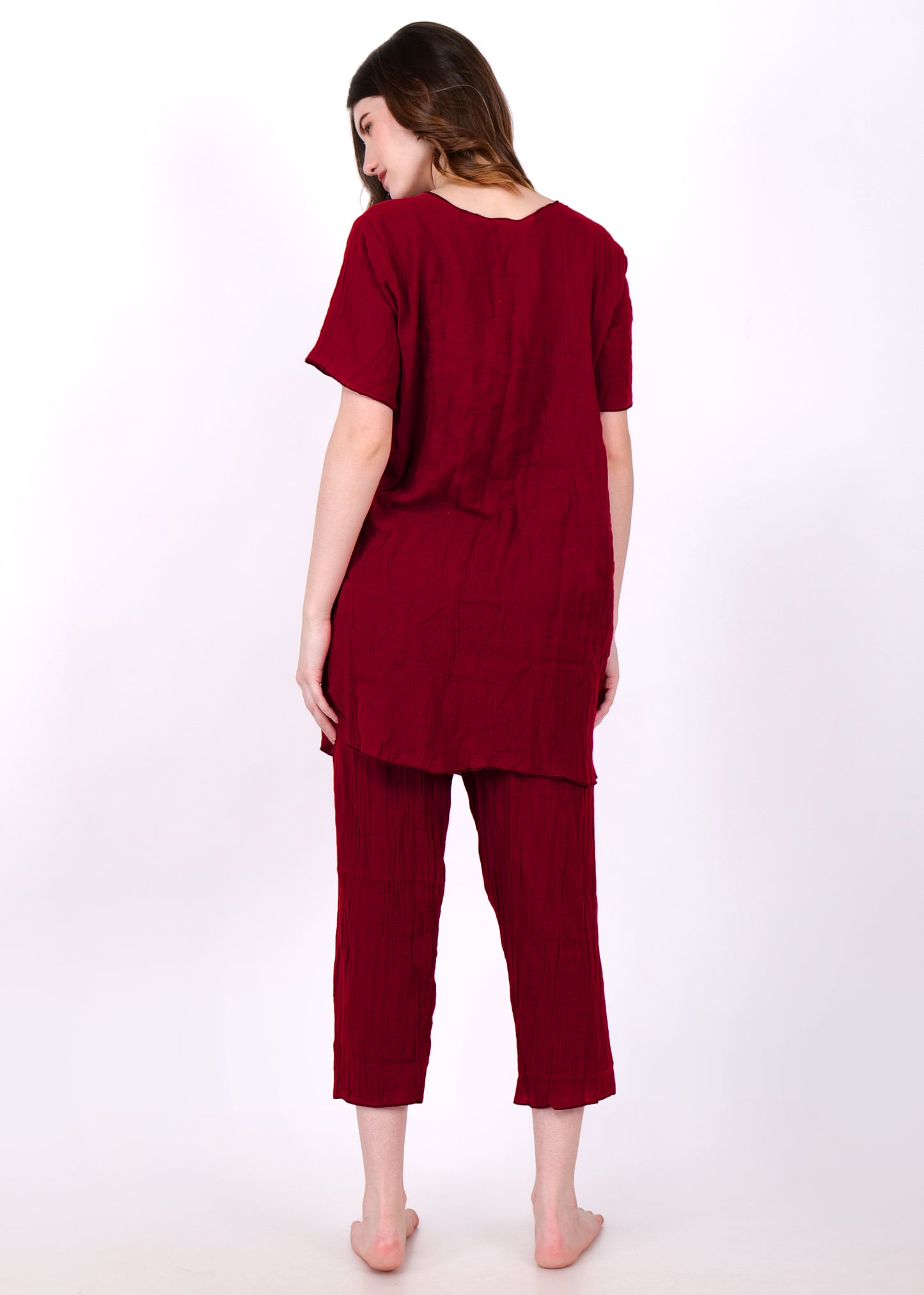 muslin short sleeve night suit
