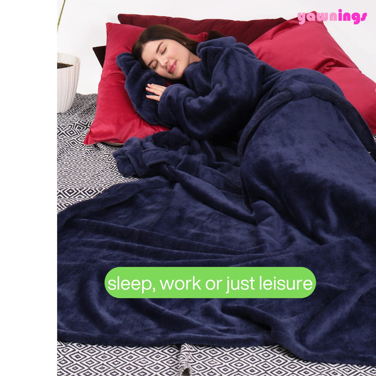 all weather wearable blanket navy blue