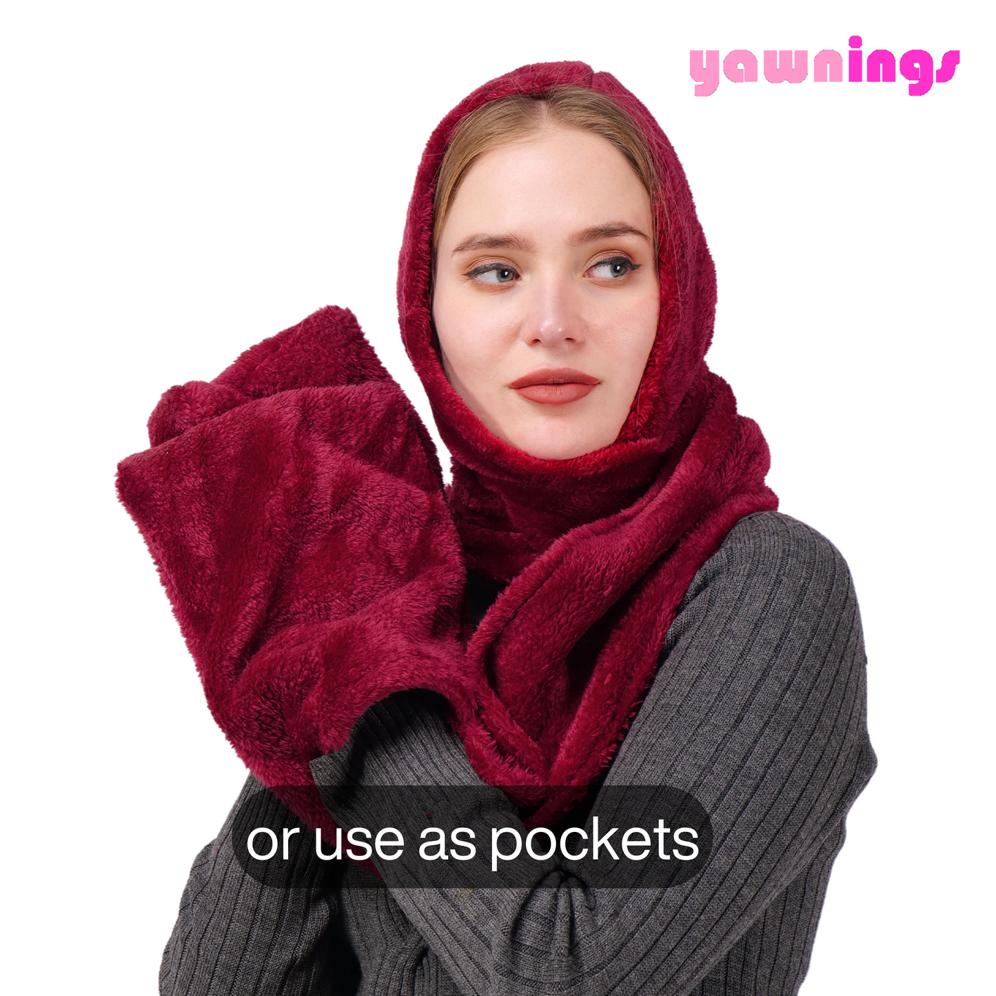 scarf hoodie maroon