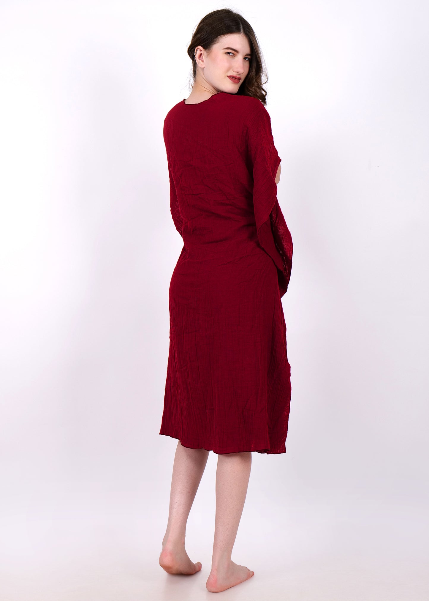 maroon kaftan night suit