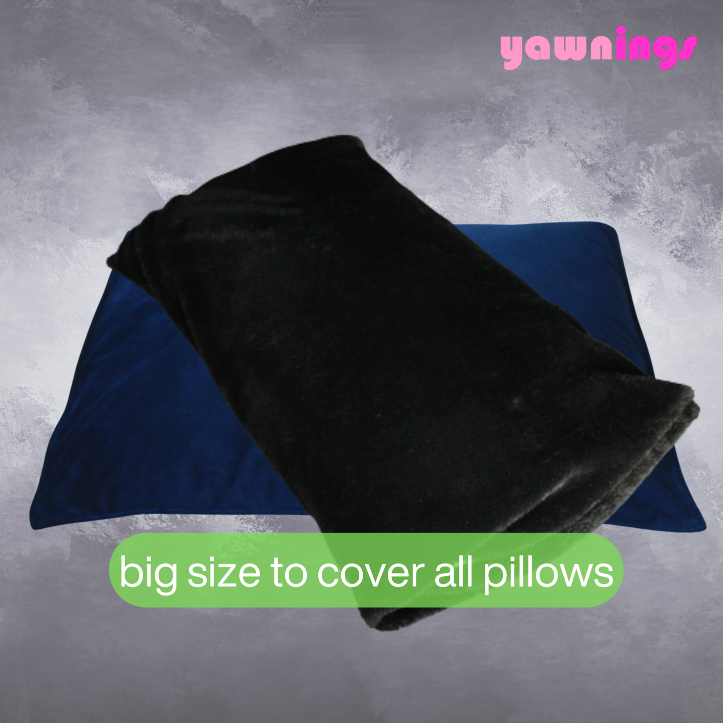 all weather AC velvet fur pillow cover set of 2, blue on black