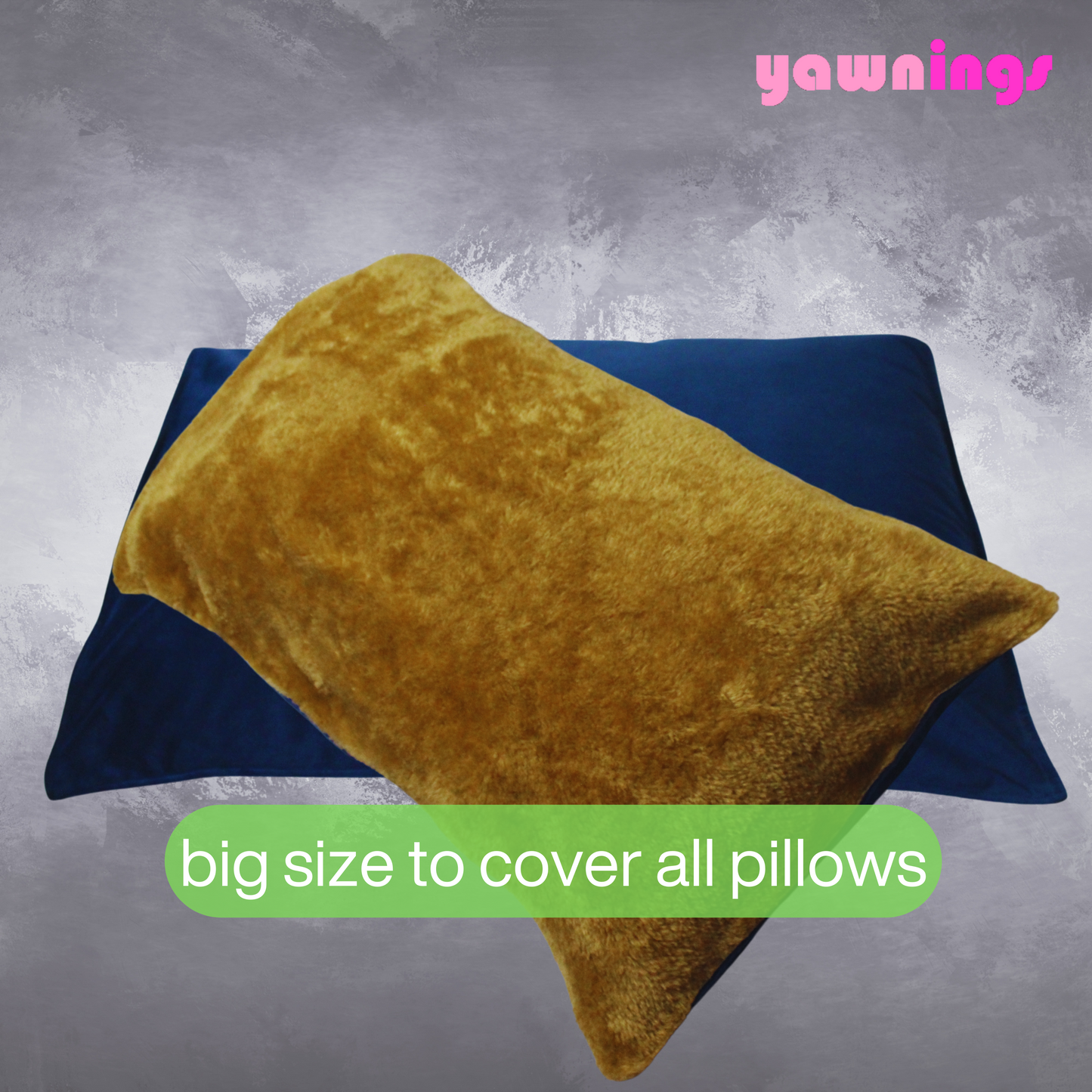 all weather AC velvet fur pillow cover set of 2, blue on camel