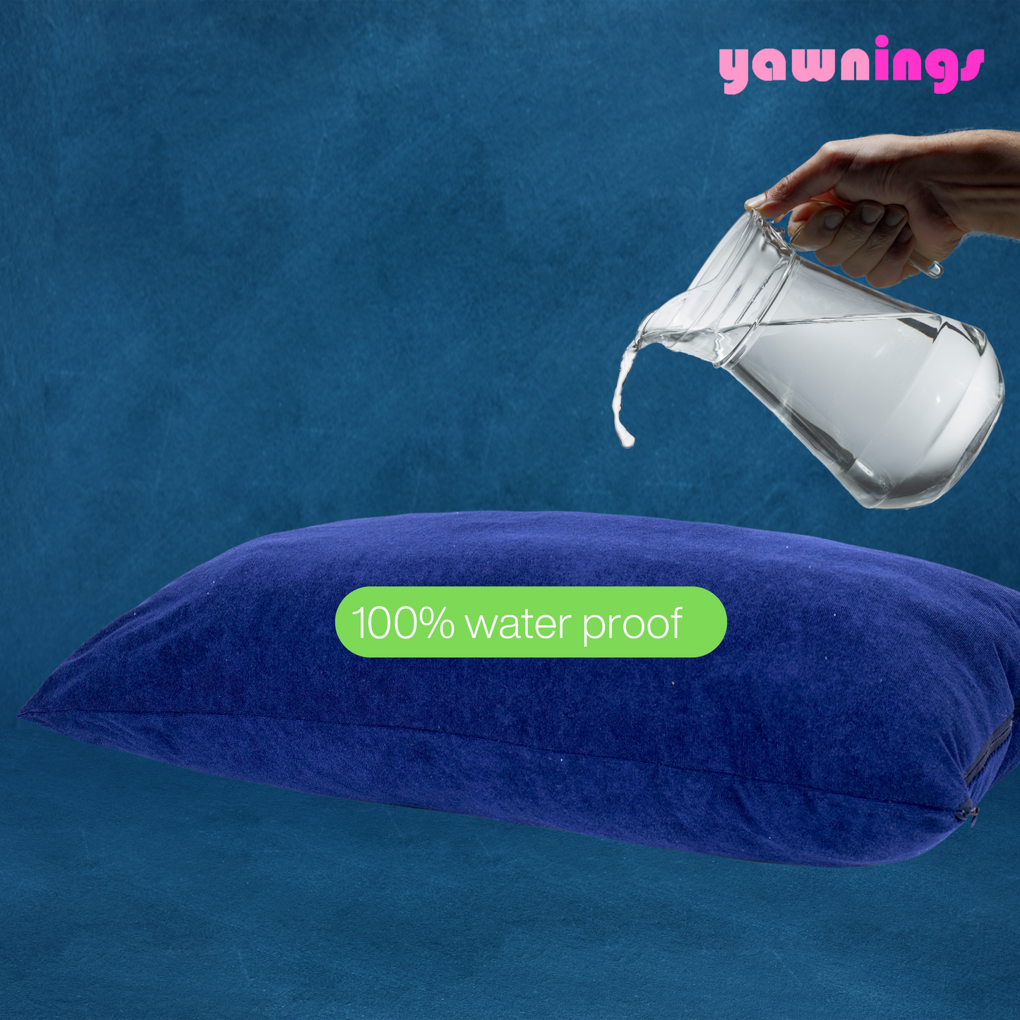 height adjustable waterproof pillows set of 2 navy blue