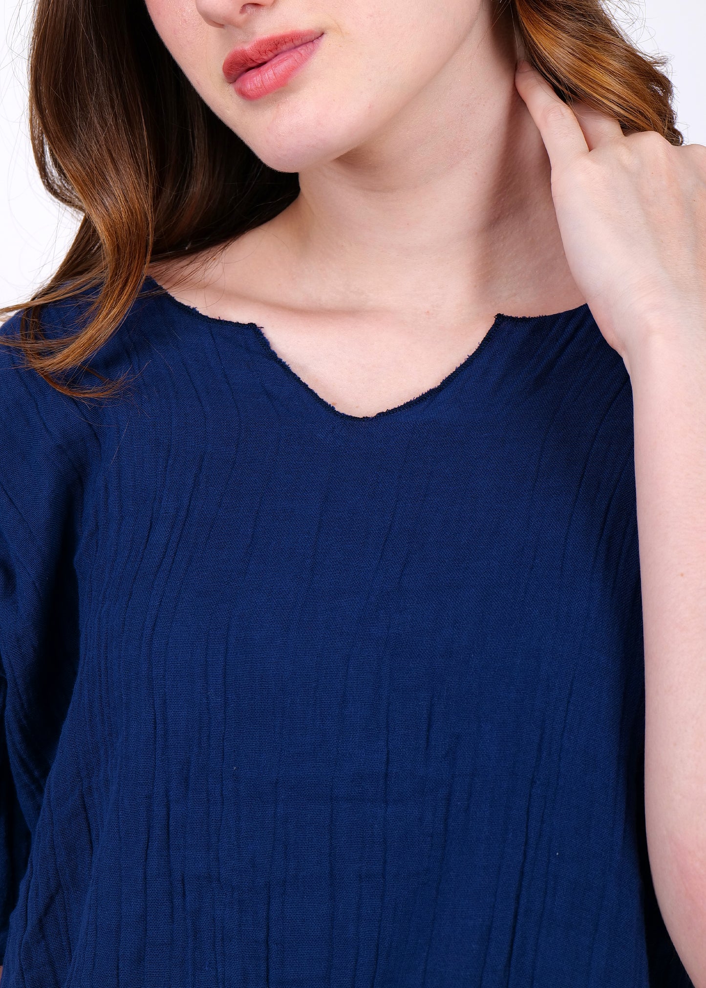 muslin top and shorts night suit navy blue