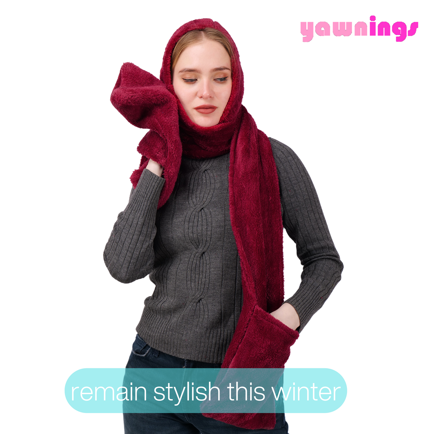 scarf hoodie maroon