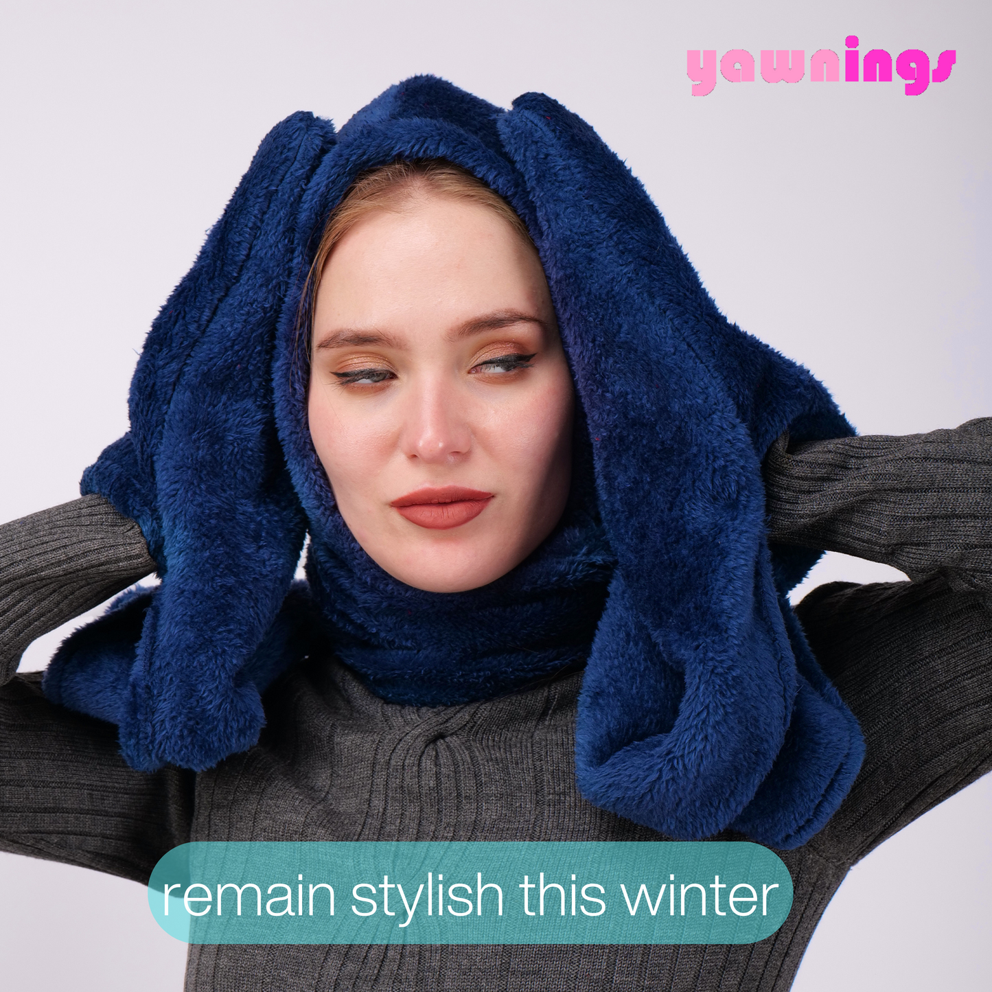 scarf hoodie navy blue