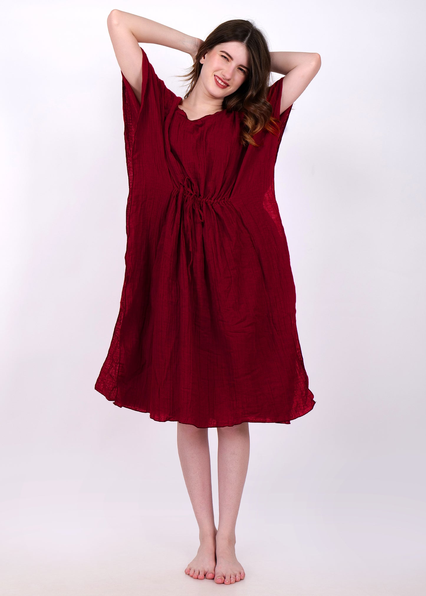 maroon kaftan night suit