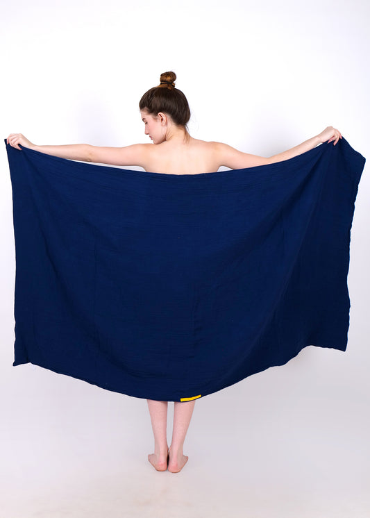 big size muslin bath sheet navy blue