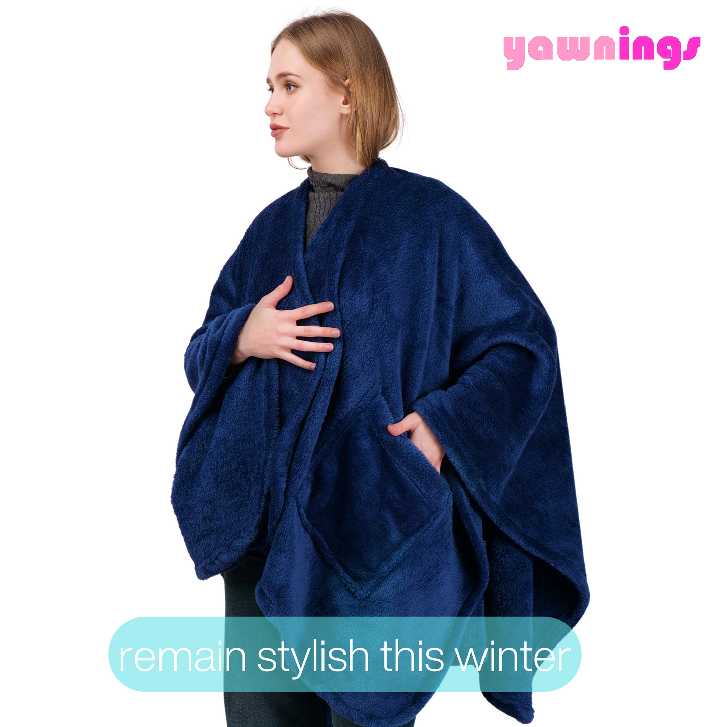 wearable throw navy blue