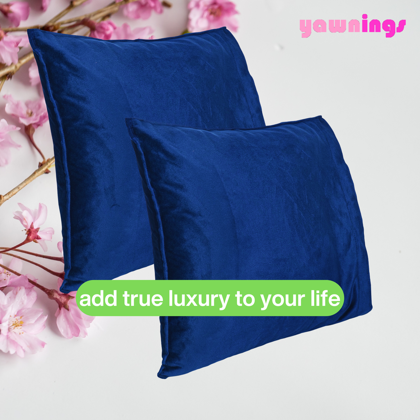 velvet navy blue cushion covers set of 2