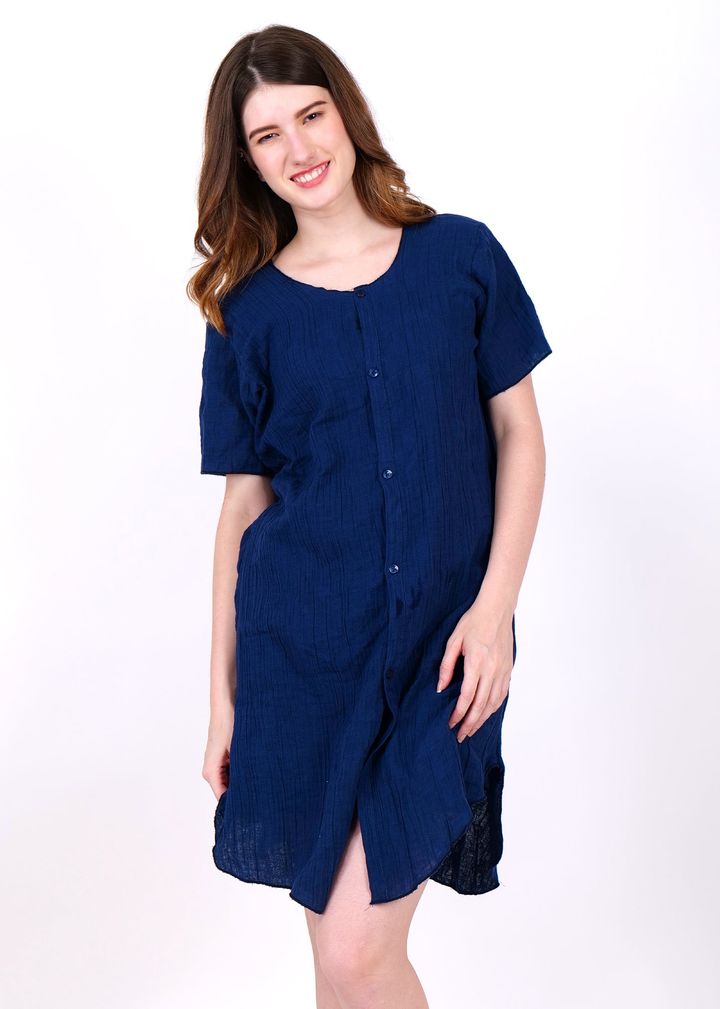 muslin knee length night suit single piece shirt